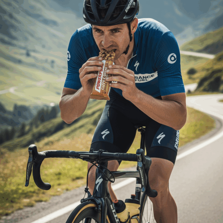 Cyclist eating during ride for proper nutrition timing