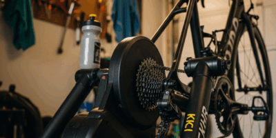 close up of a wahoo kickr direct drive bike trainer with a r 20260331 081653