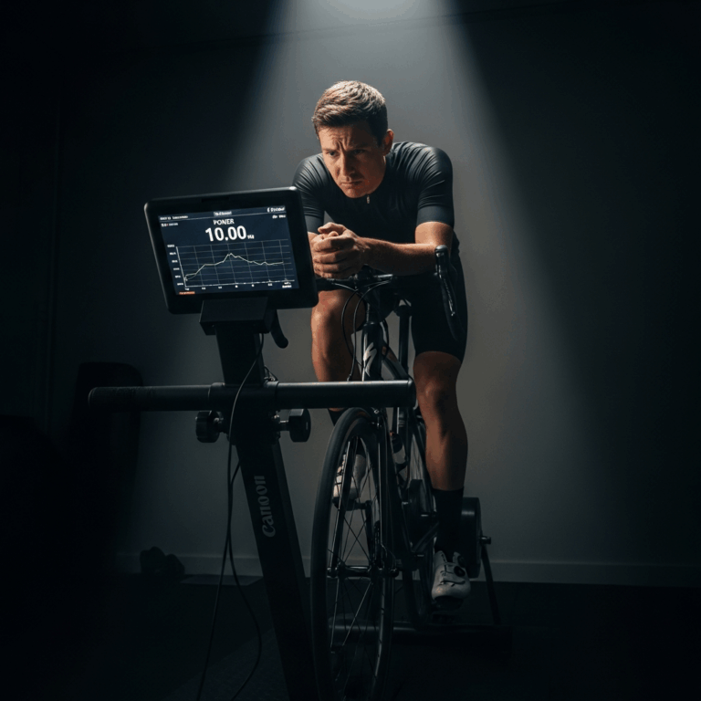 cyclist on indoor trainer looking frustrated at screen showi 20260331 082043
